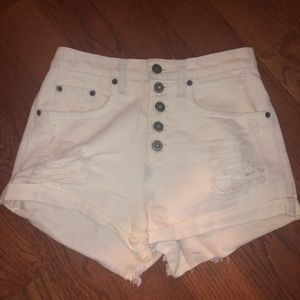 LF Carmar high waisted button fly white shorts